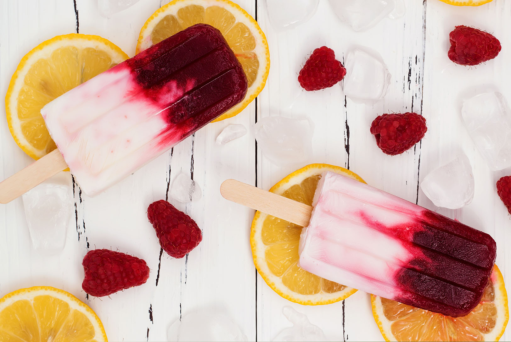 Raspberries and Cream Popsicles